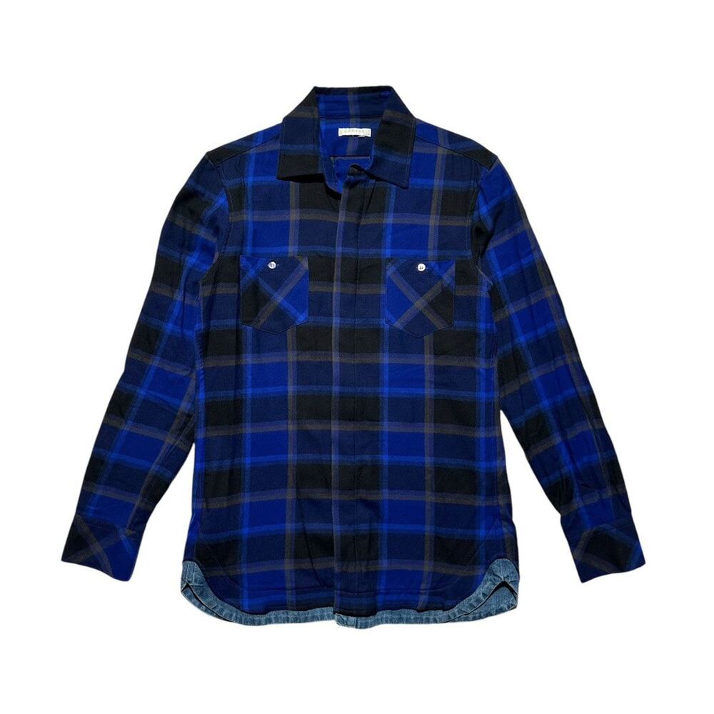 Denim trim plaid flannel